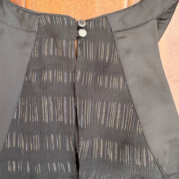 WHBM Black Metallic Silk Tank Blouse Size 2 High-Neck Black - Picture 9 of 13